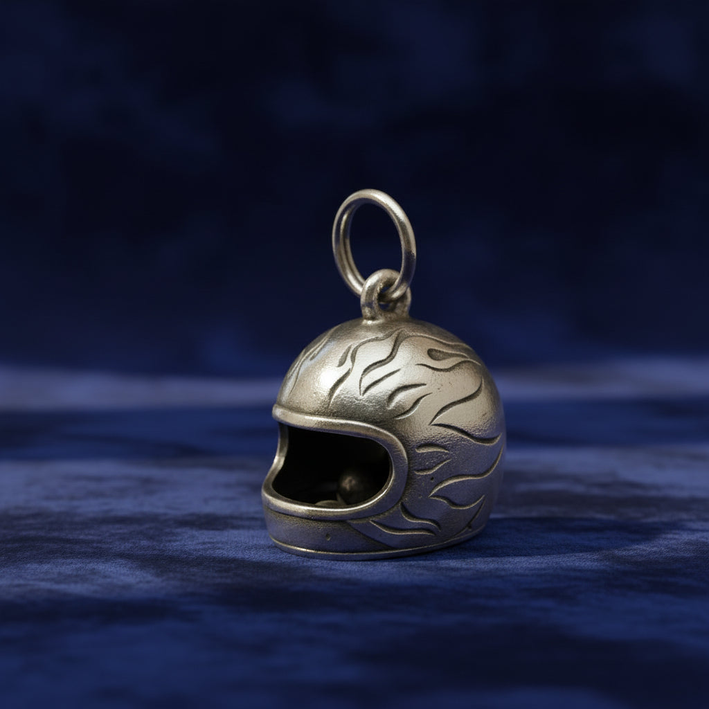 pendentif casque moto argent 