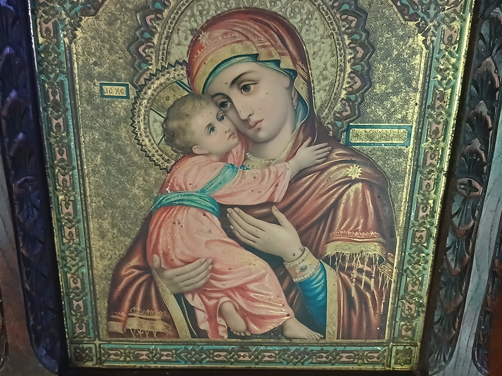 RARE  Icône religieuse orthodoxe authentique du XIXe siècle