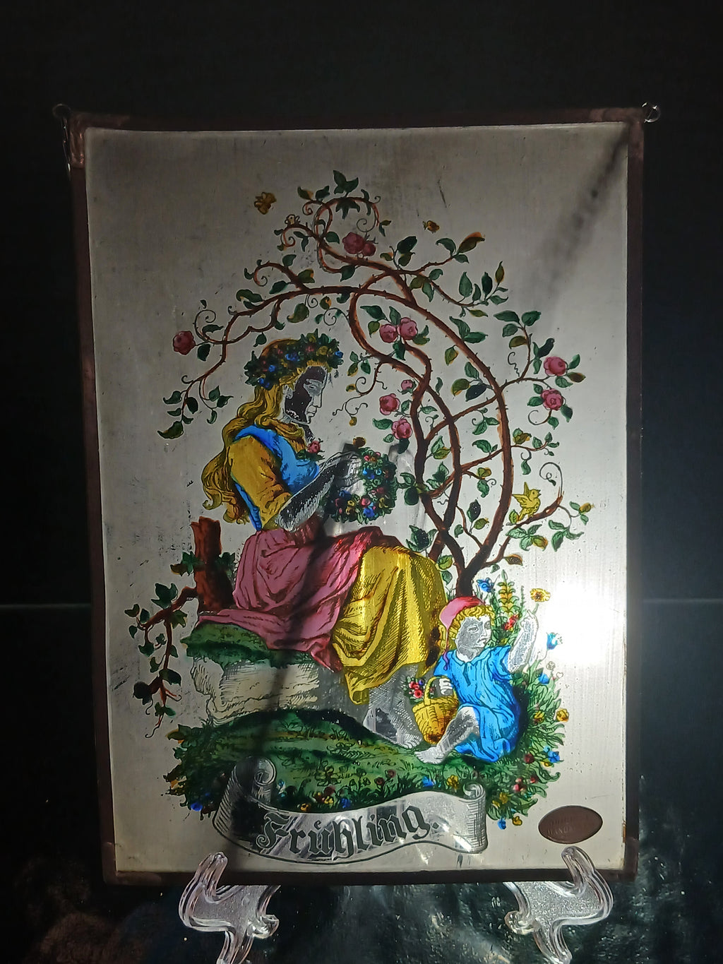 Peinture sur verre allemande traditionnelle XX ème