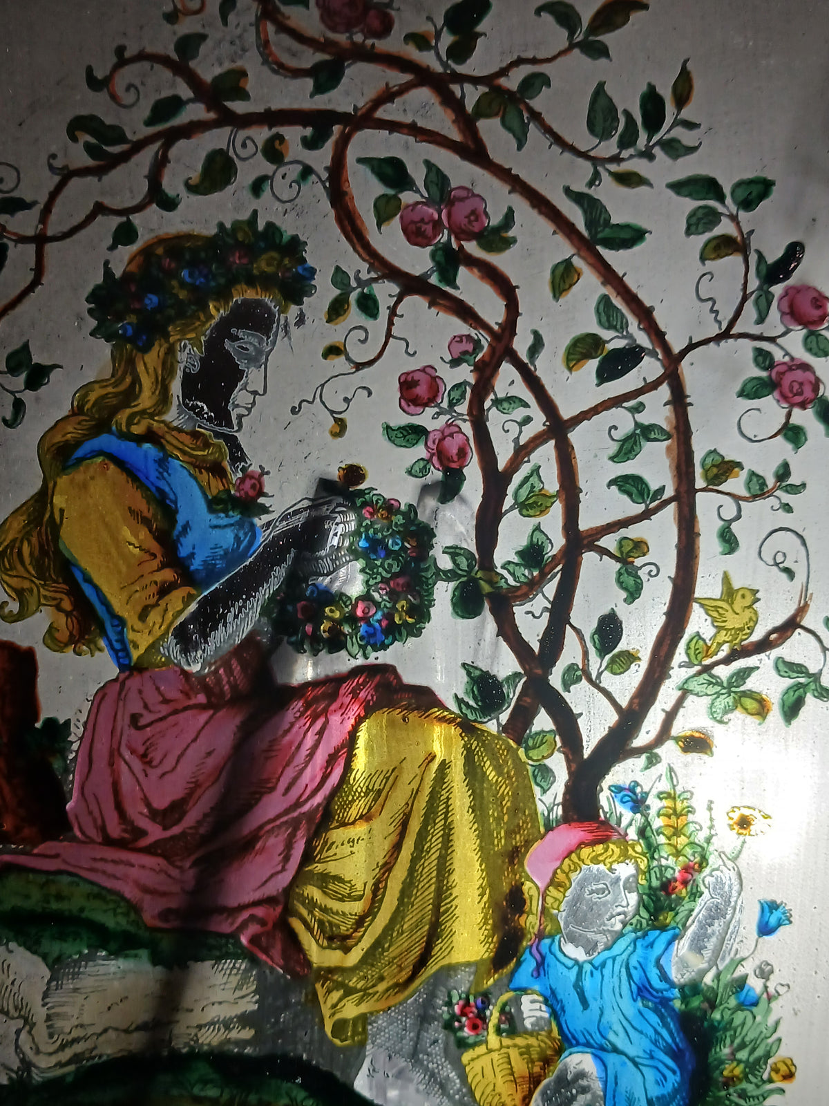 Peinture sur verre allemande traditionnelle XX ème