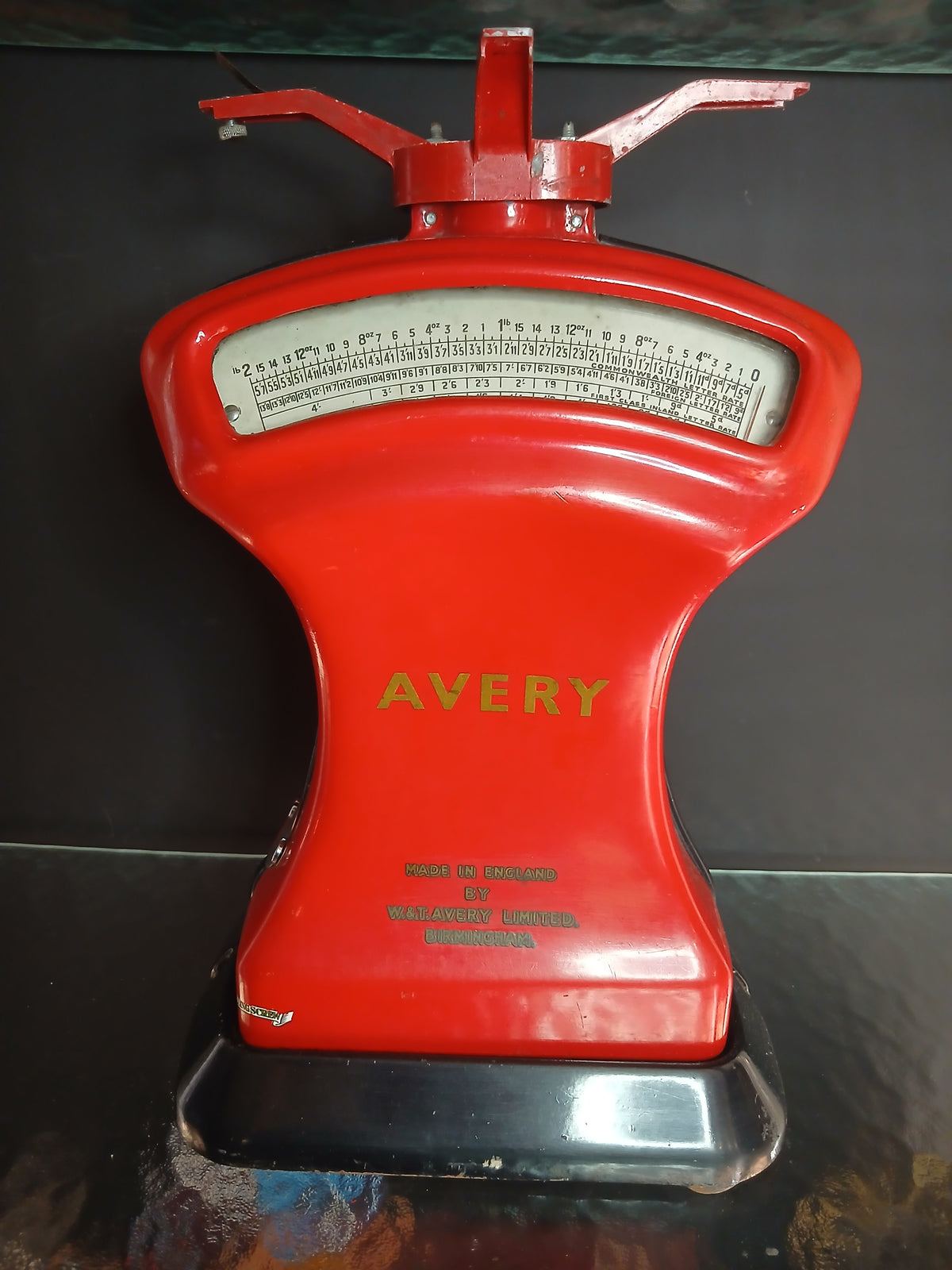 Balance postale vintage W &amp; T Avery rouge vif