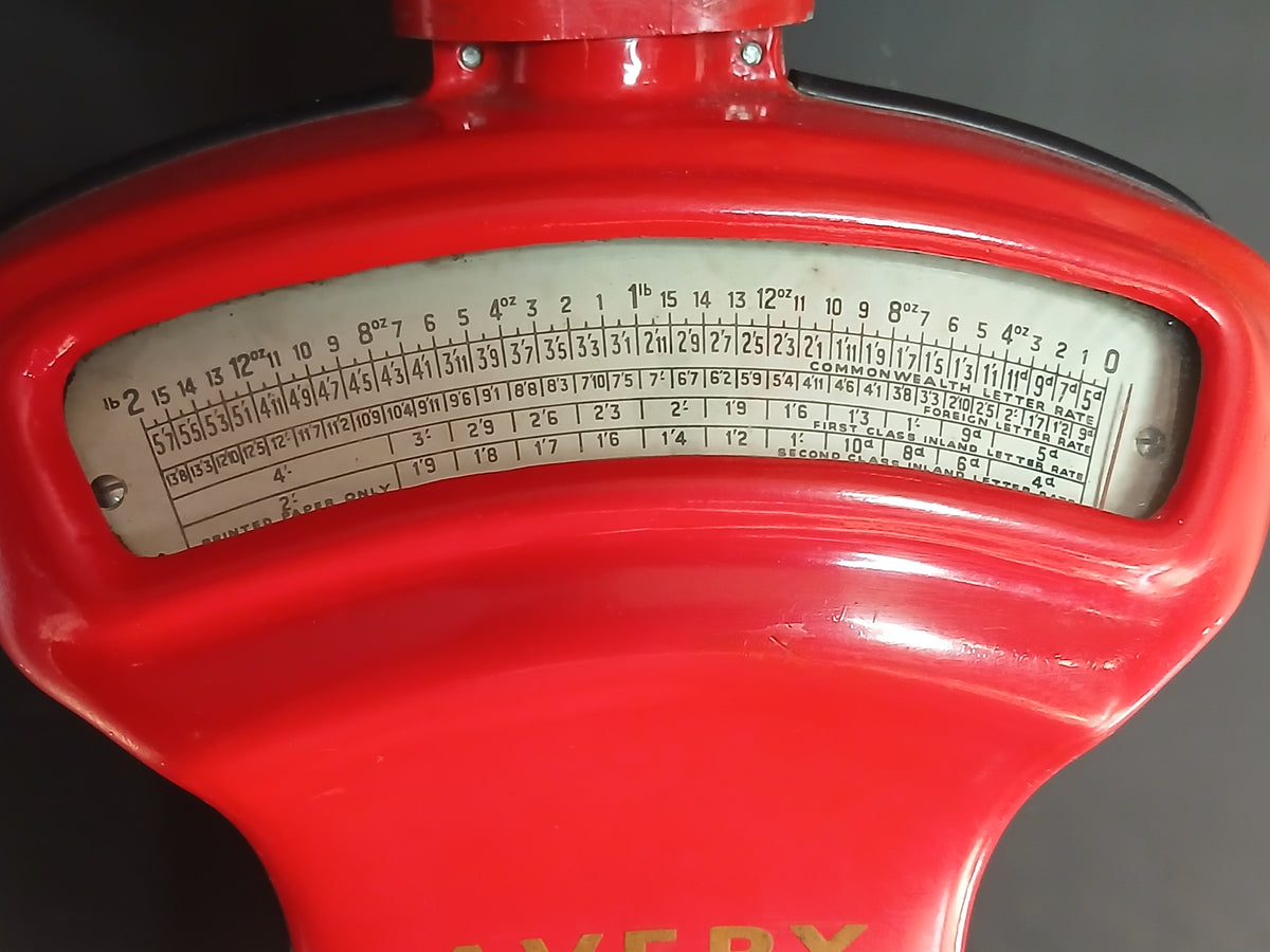 Balance postale vintage W &amp; T Avery rouge vif