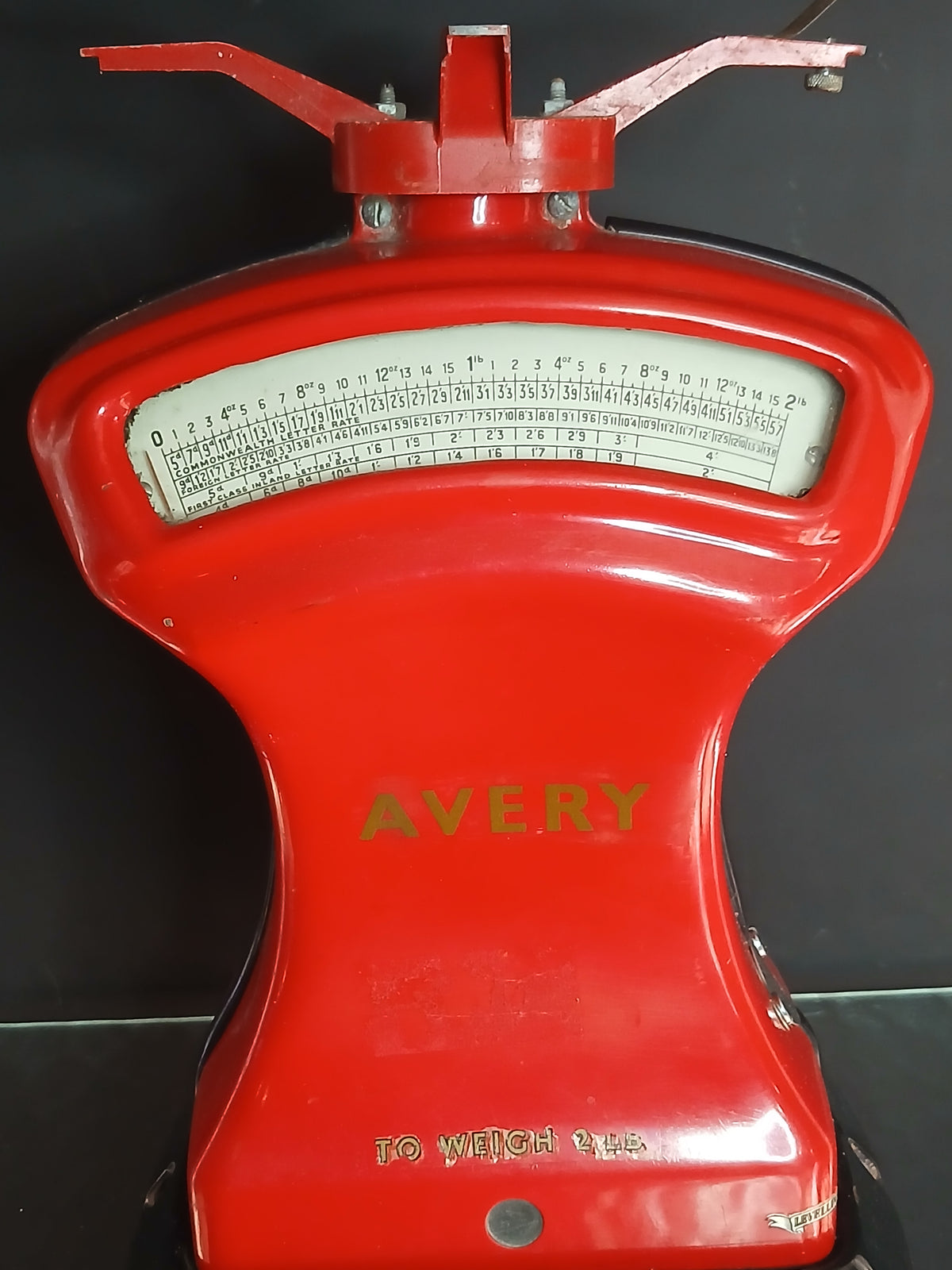 Balance postale vintage W &amp; T Avery rouge vif