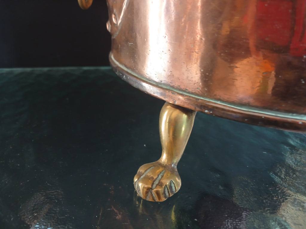 Cache-pot ou jardinière ancienne en cuivre et laiton,