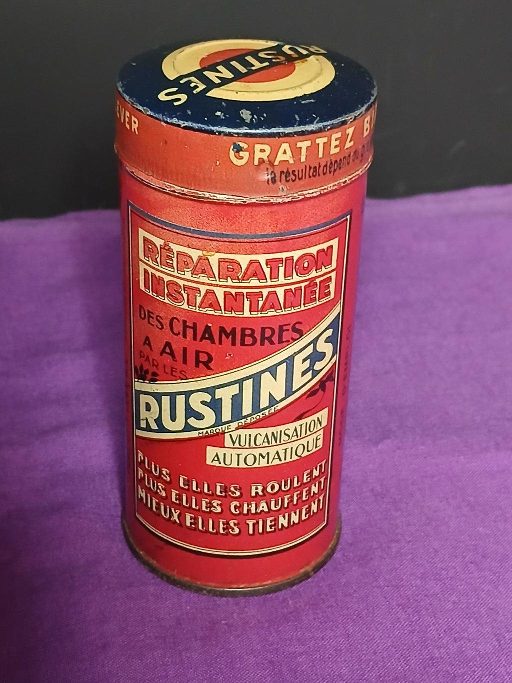 Belle boite publicitaire " RUSTINES " et ses accessoires .... 1920 - 1930
