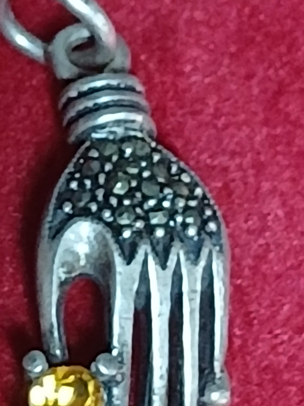 Pendentif vintage en argent noirci   Art Déco