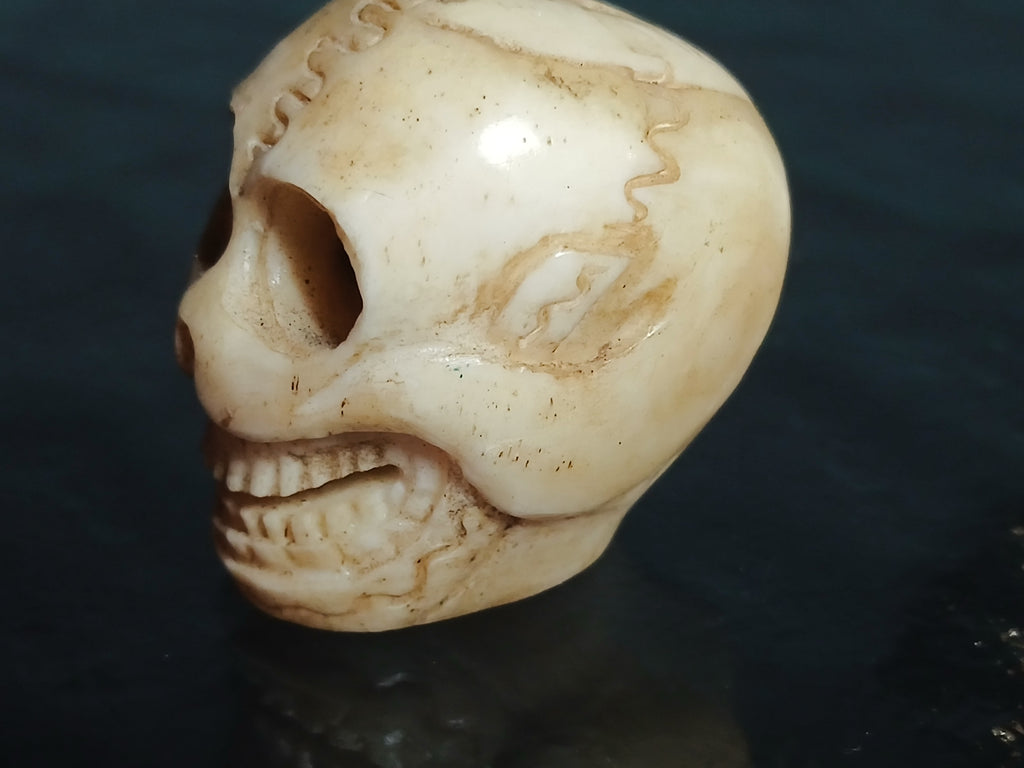 Petit crâne sculpté en os de yak, début du XXe siècle