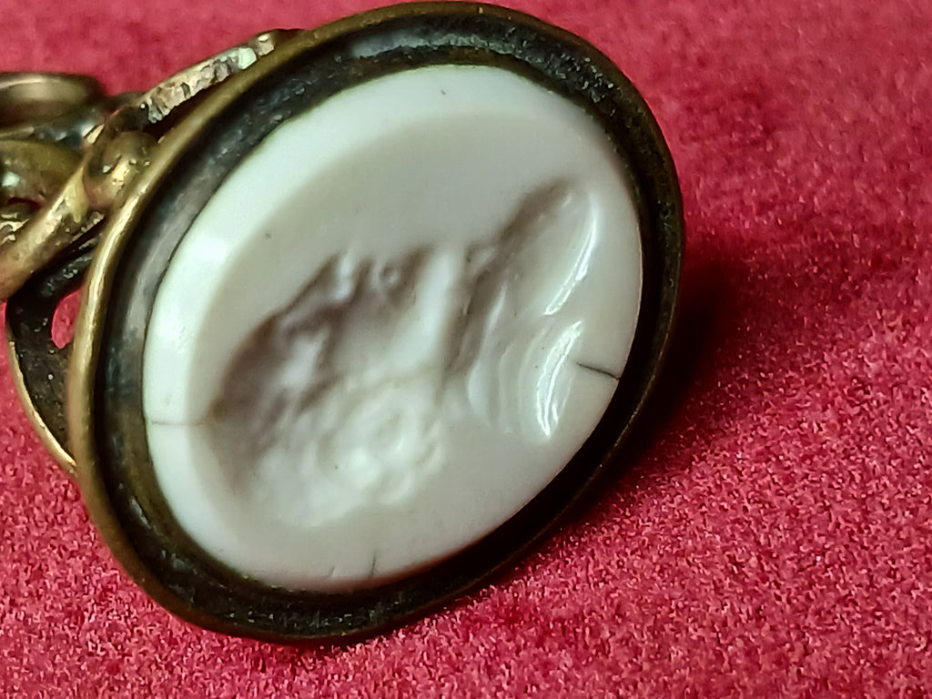 pendentif d'une matrice de sceau à cacheter en bronze époque victorienne