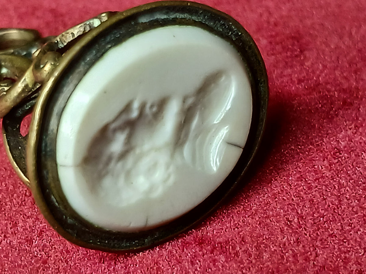 pendentif d'une matrice de sceau à cacheter en bronze époque victorienne