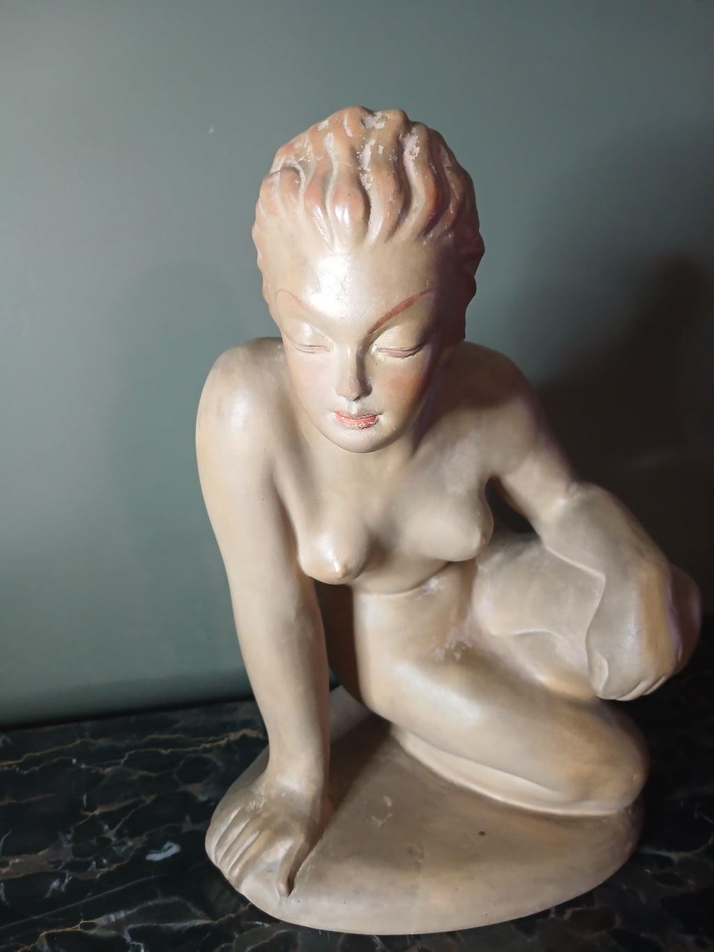 Magnifique sculpture en terre cuite art déco  1940