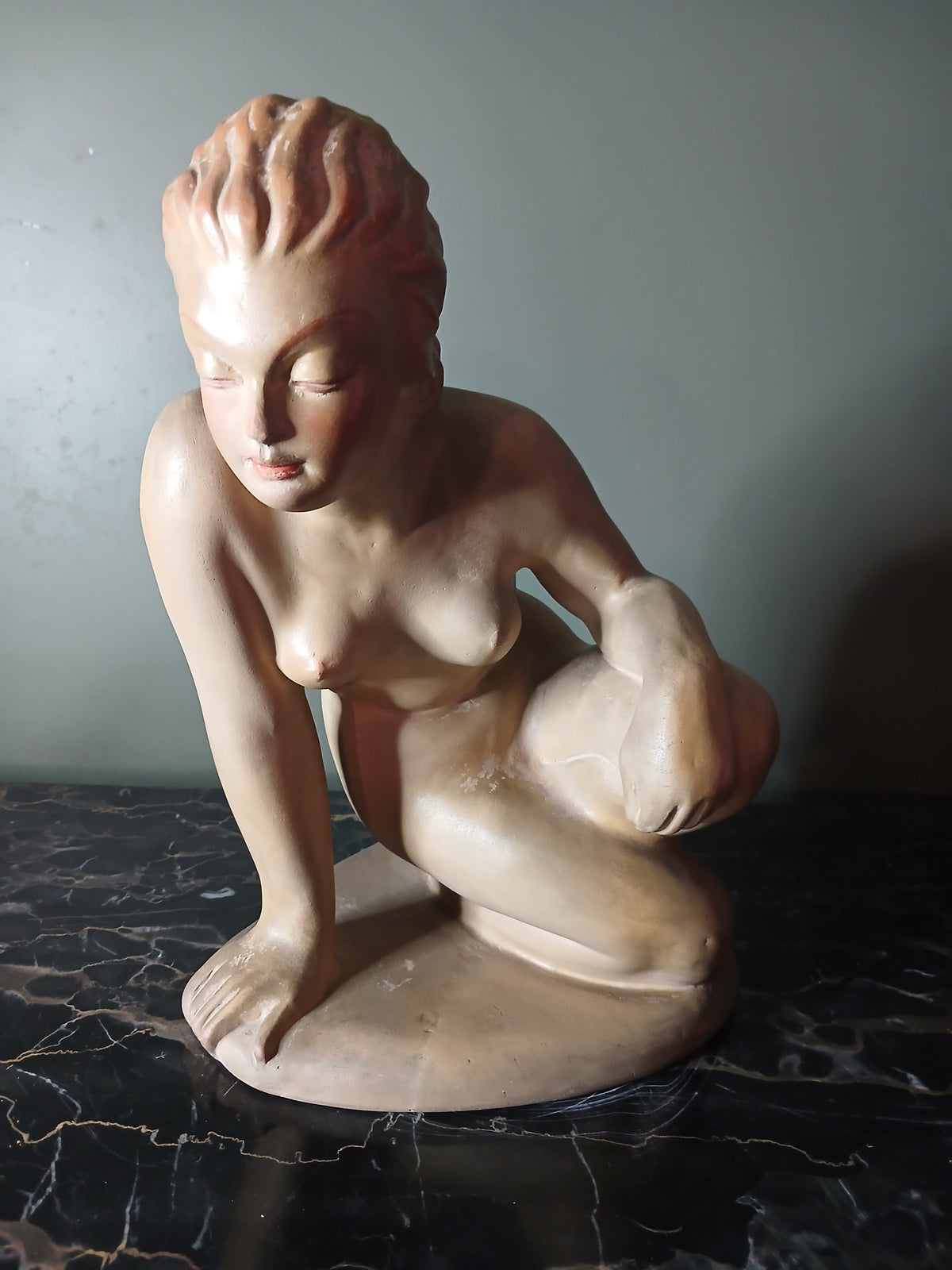 Magnifique sculpture en terre cuite art déco  1940