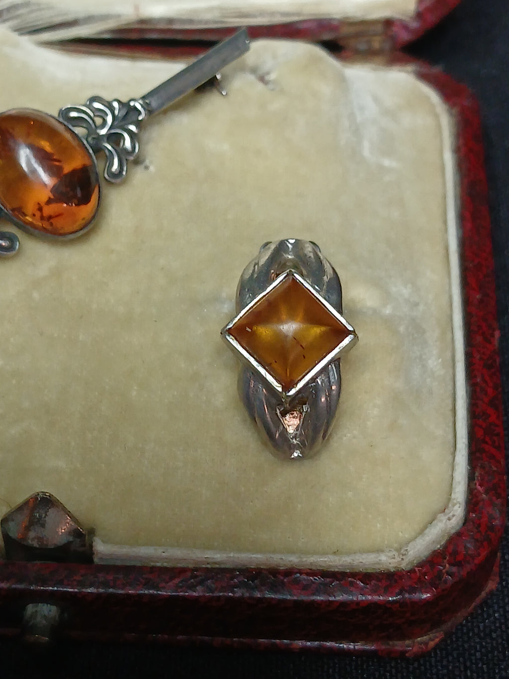 Parure vintage authentique en argent et ambre de la Baltique, 1920-1930