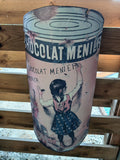 plaque bombée en fer en forme de boîte de cacao Chocolat Menier, 1980